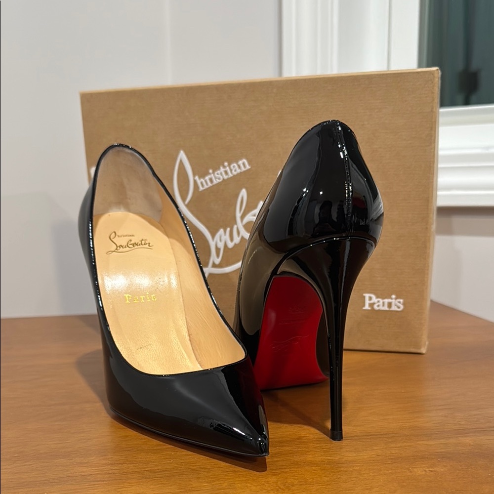 Christian Louboutin Kate 100 Black and Red Stiletto Heels 4inch